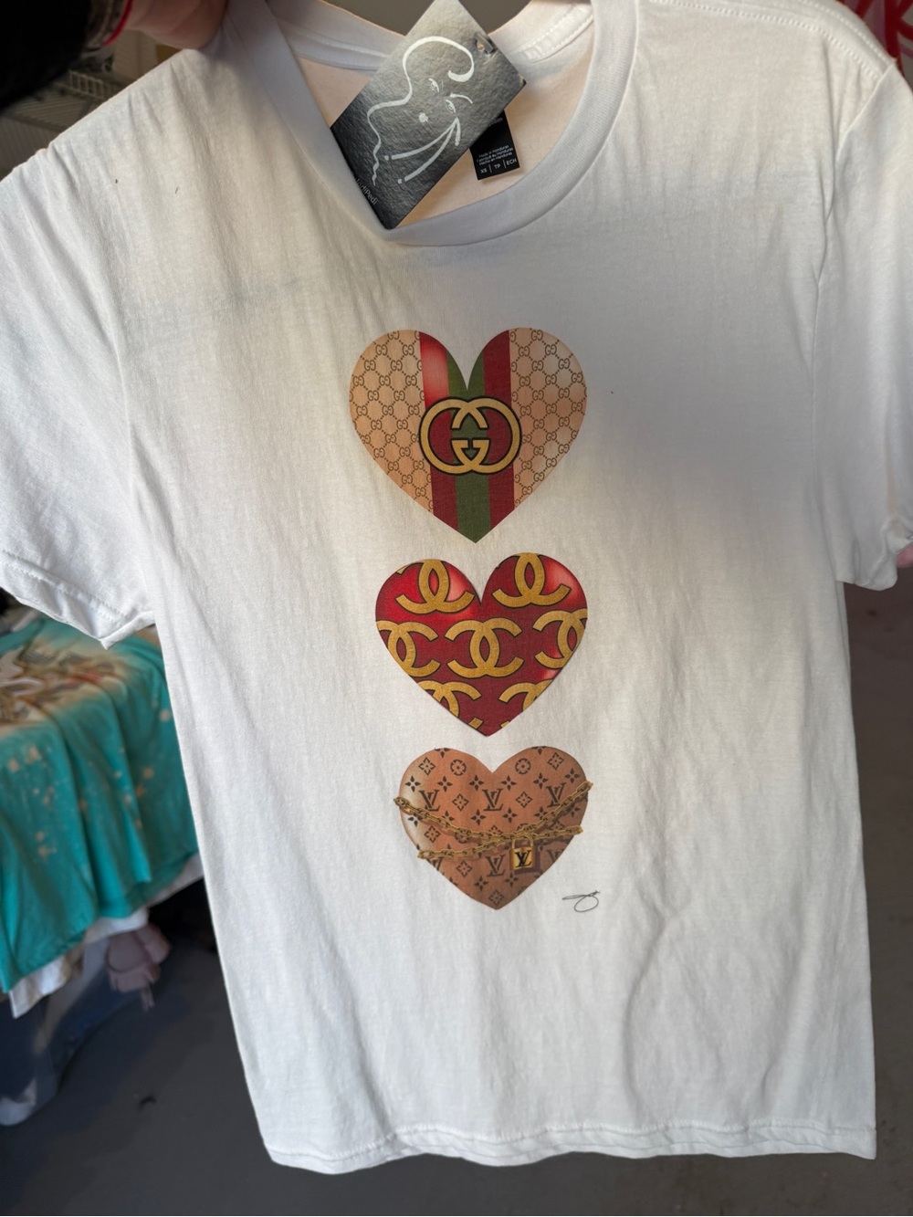 The District White Graphic Tee with Heart Logo